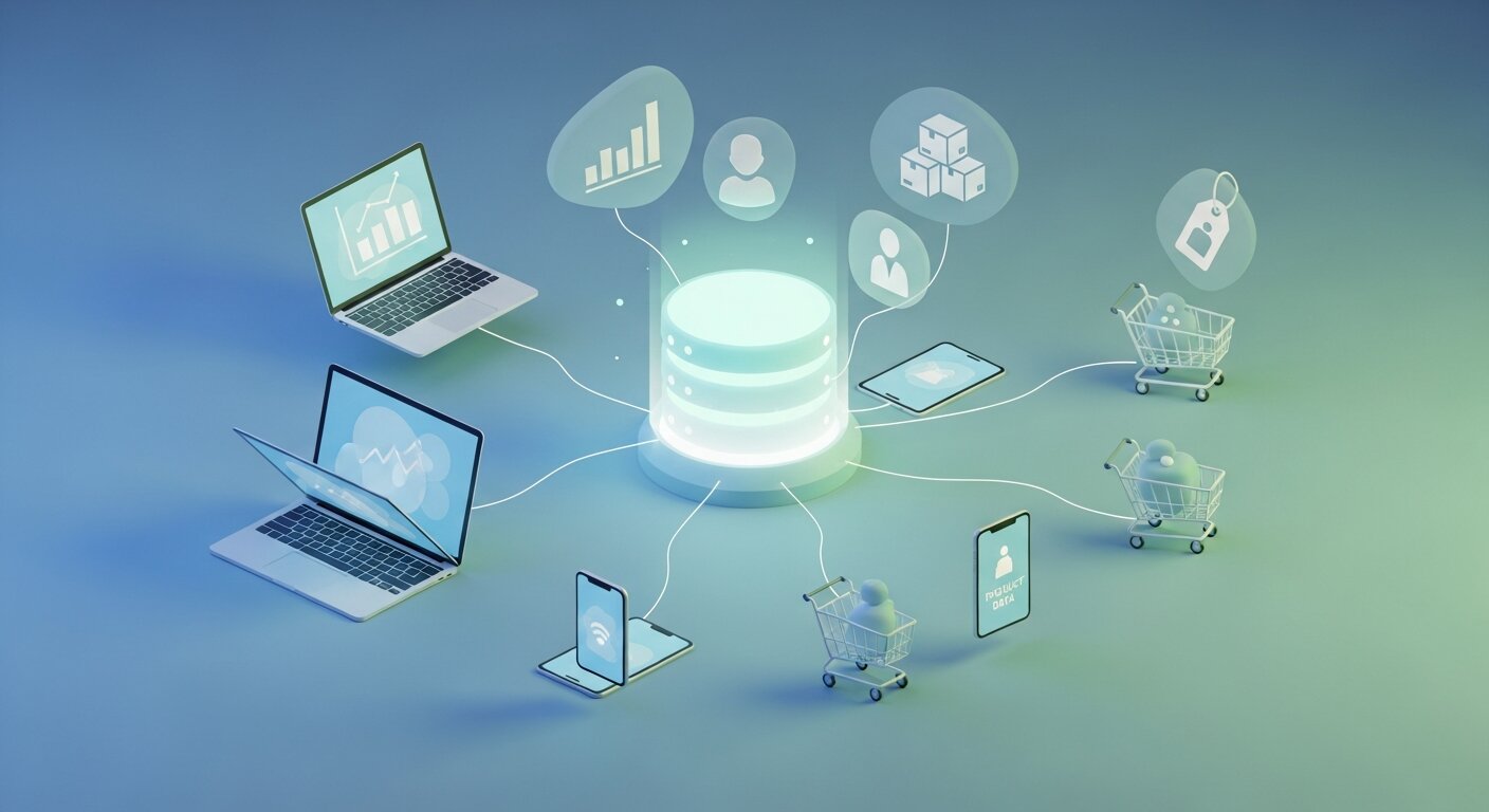 E-commerce data management concept.