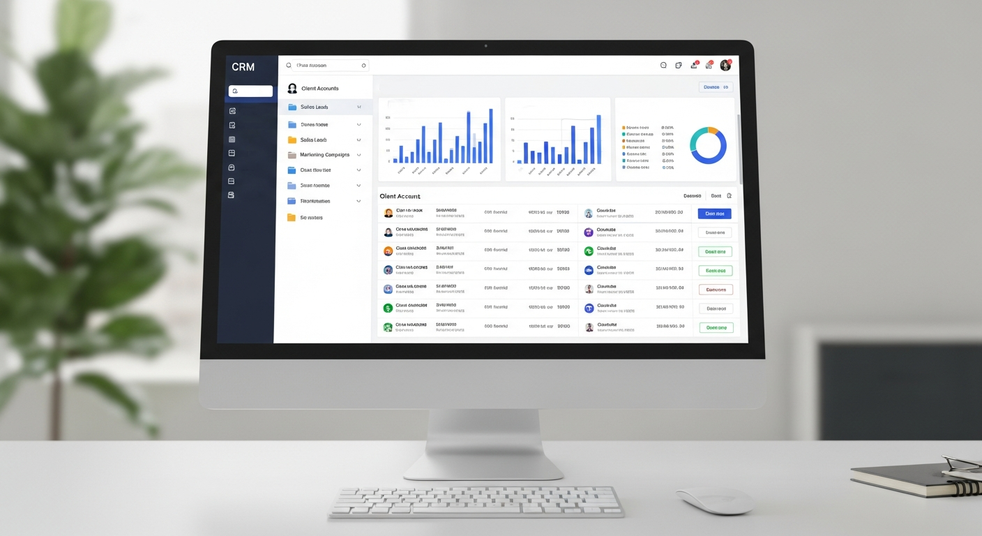 Organized CRM data management on a digital platform.
