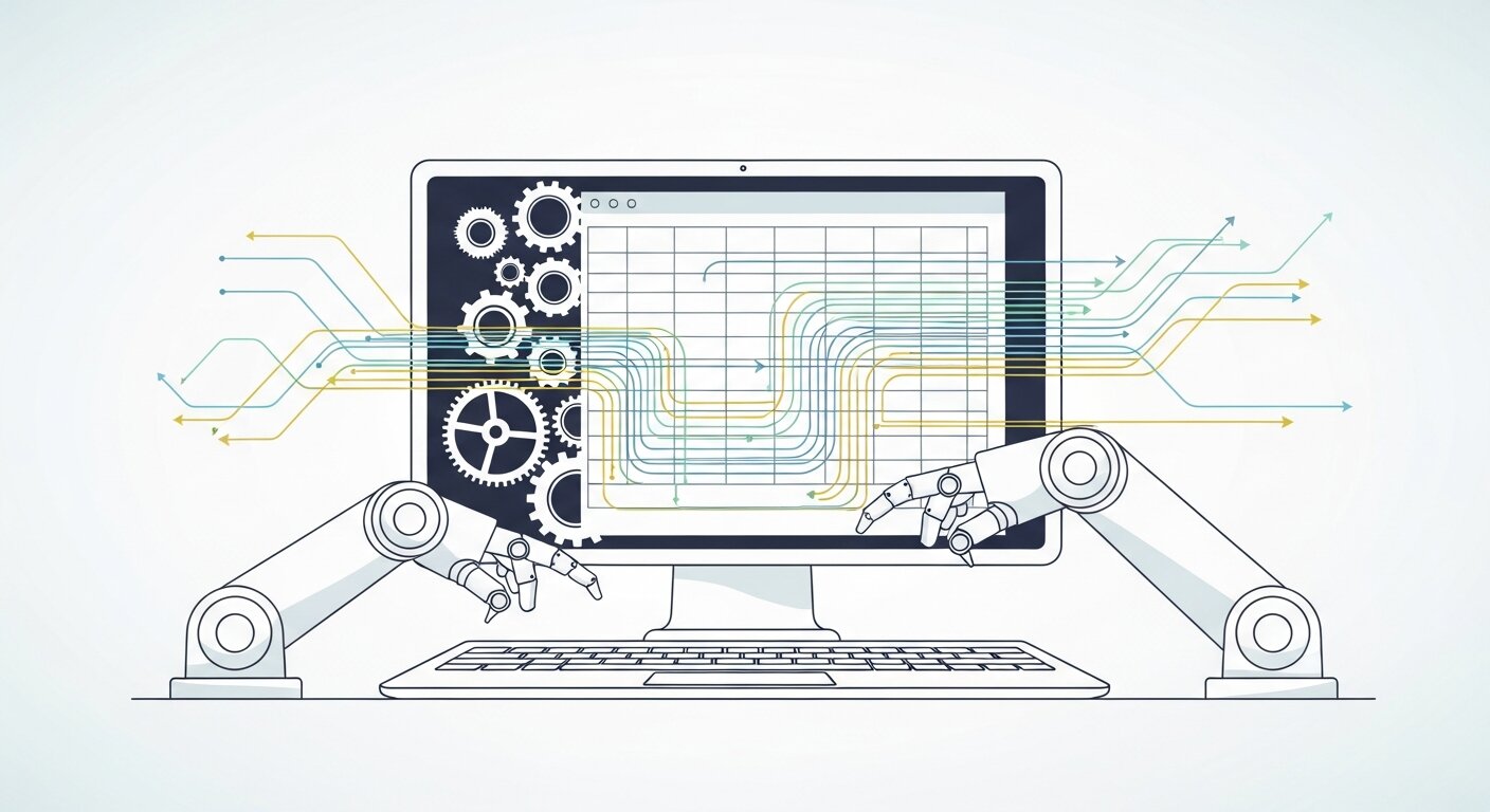 Automated data entry process illustration.